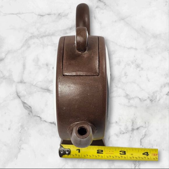 Yin Yang Brown Ceramic Decorative Teapot Figurine Black & White Tao Symbol 7.5" - Picture 11 of 11